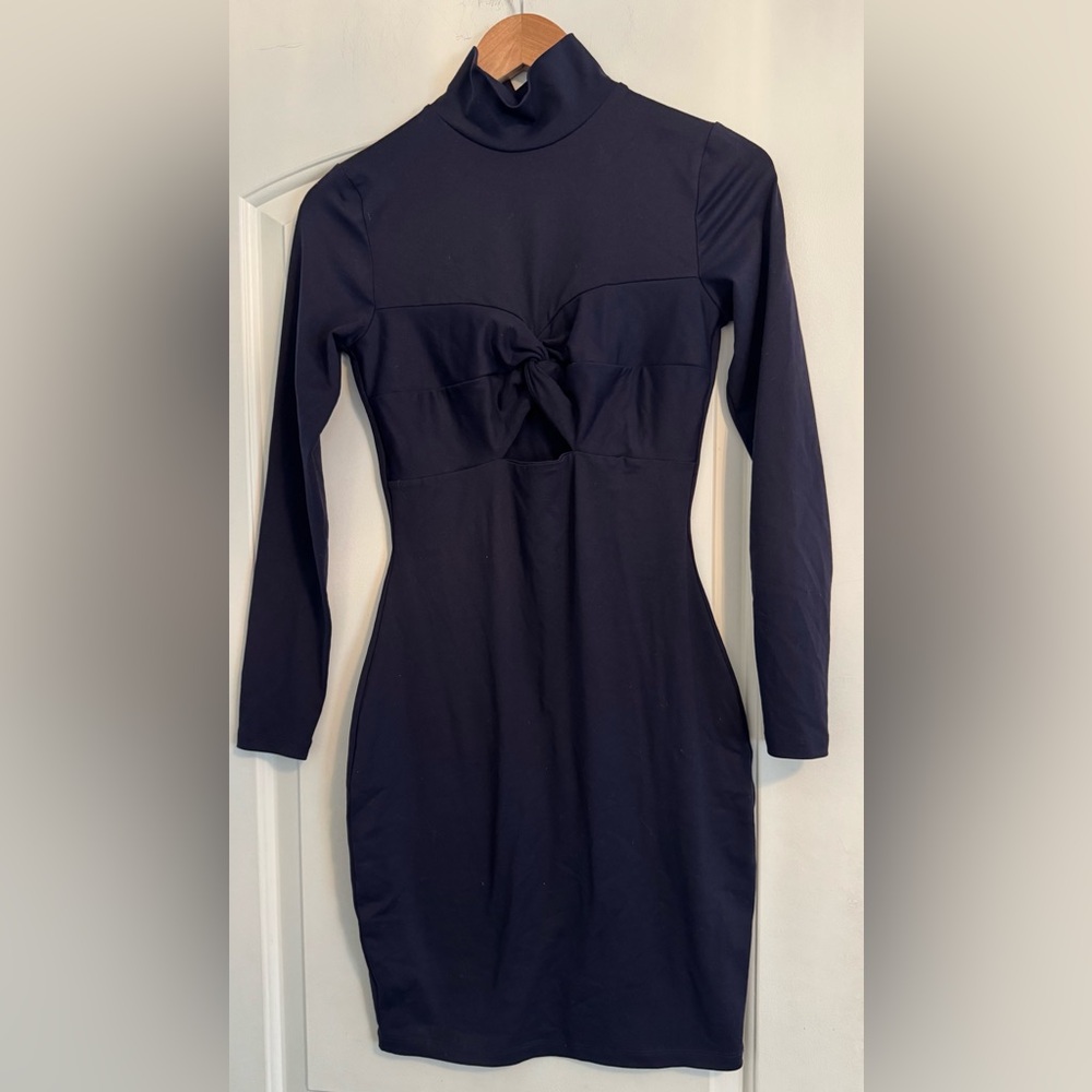 Susana Monaco Twist Cutout Mock Neck Long Sleeve Dress